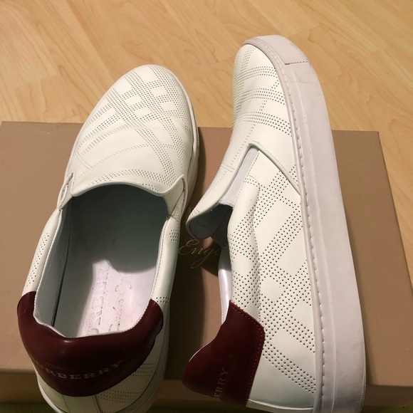 Perforated check leather slip-on trainer(burberry) - Picture 4 of 8